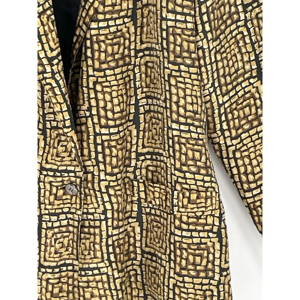 Robert Stock Limited Medium Womens‎ 100% Silk One Button Blazer Geometric Print